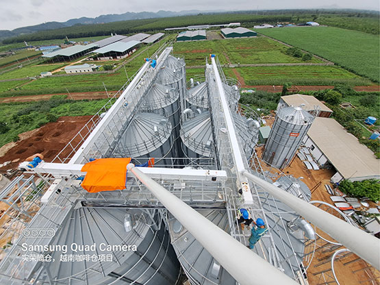 green coffee bean silo